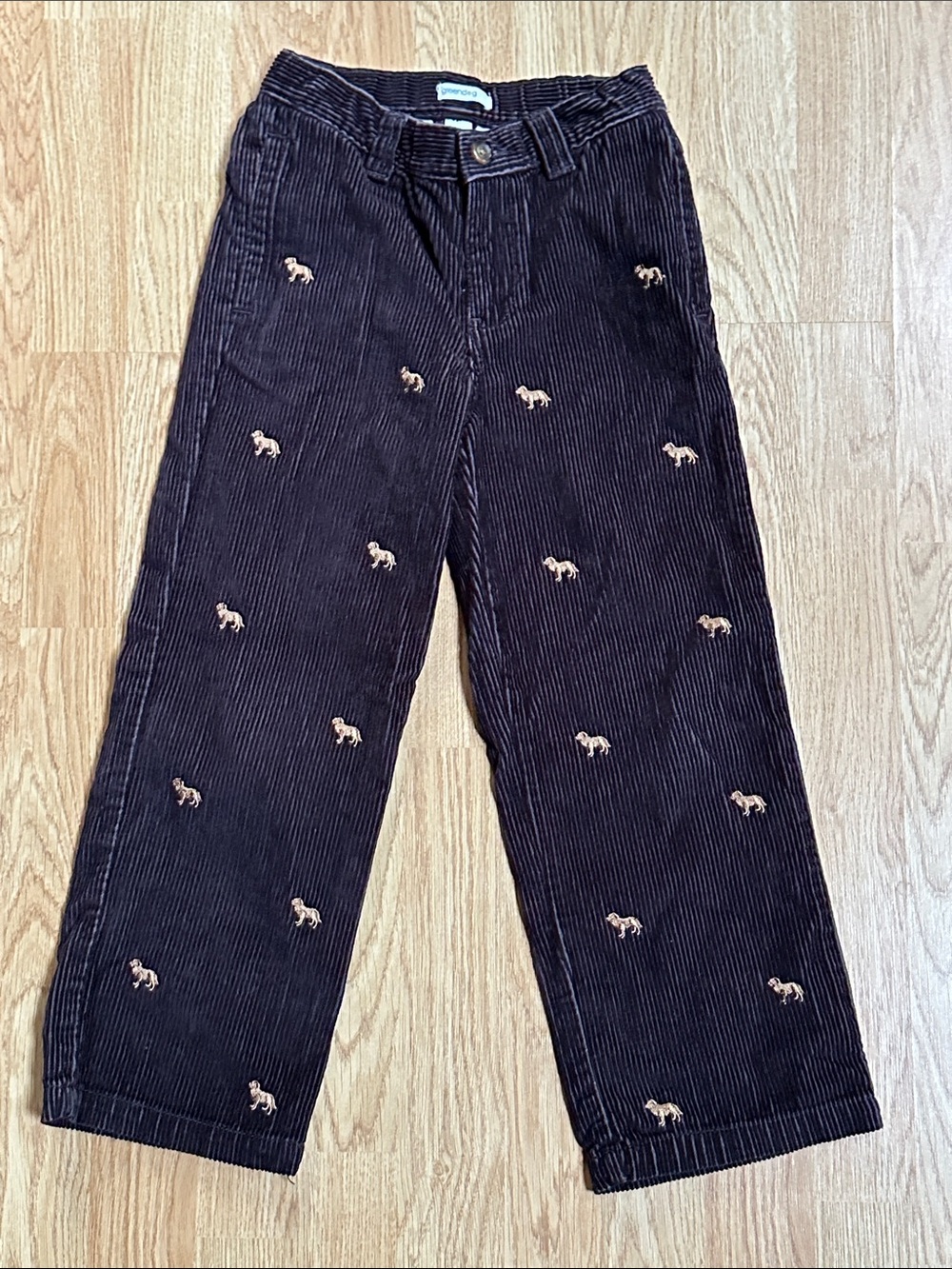 Green dog Dog embroidered Corduroy pant 6 working pockets